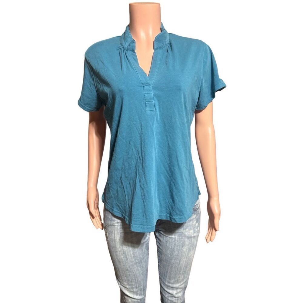Pulp short-sleeve mandarin collar light blue top size L